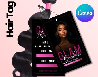 Hair Hang Tag Template, Editable Hair Tag, DIY Hair Hang Tag Design, Hair Business Tags, Hair Packaging, Canva Template, Instant Download