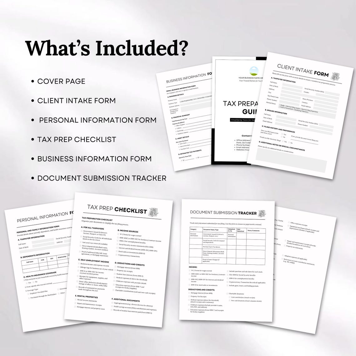 Tax Client Intake Form Bundle Canva | Tax Preparer Contract Checklist ...