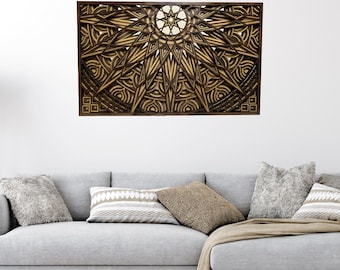 Meerlaagse mandala-muurkunst, modern wanddecor, woondecoratie