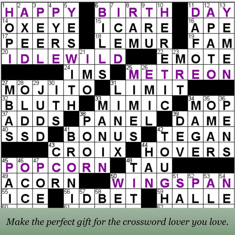 Custom Crosswords Custom Crossword Puzzle – Personalized Gift for Puzzle Lovers (new York ...