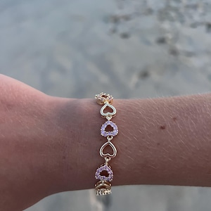 Pink and Gold Heart Bracelet