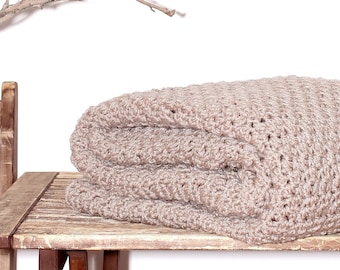 Ready to Ship  Beautiful and Luxuriously Handcrafted CROCHET Blanket Throw deep OATMEAL Brown