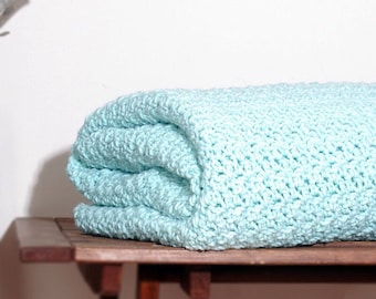 Ready to Ship  Beautiful and Luxuriously Handcrafted CROCHET Blanket Throw SEA GREEN