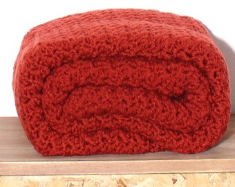 Ready to ship Beautiful and Luxuriously Handcrafted CROCHET Blanket Throw TERRA COTTA