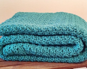 Ready to Ship  Beautiful and Luxuriously Handcrafted CROCHET Blanket Throw JADE