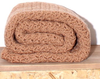 Beautiful and Luxuriously Handcrafted CROCHET Blanket Throw TOASTED ALMOND