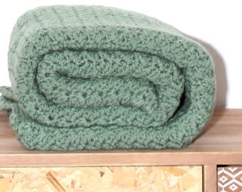 Beautiful and Luxuriously Handcrafted CROCHET Blanket Throw LIGHT SAGE
