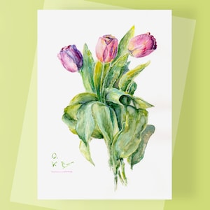 Tulip Watercolour Tulip Painting Tulip Art Original Watercolour Painting Botanical Art Spring Floral Watercolour Spring Gift for Her