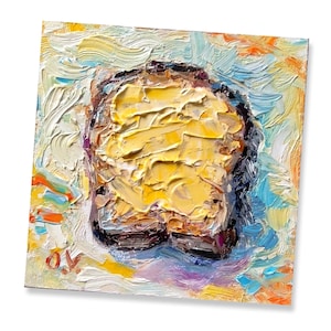 Butter oil painting Breakfast painting Food wall art Small kitchen painting Impasto Painting Breakfast Art Small painting Food Wall Decor4x4