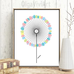Teacher fingerprint printable, Fingerprint Art, Fingerprint Keepsake, Fingerprint Printable, Teacher Gift Ideas, Dandelion Fingerprint Art