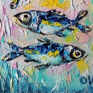 ACEO Original art Sardine oil painting Mini art Sardine wall art Aceo cards Fish oil painting Tiny painting Kitchen artwork Ukrainian art aceo artwork Aceo cards Sardine painting sardine artwork sardine wall art mini oil painting tiny art small artwork fish art fish wall decor small painting Mini art miniature painting OlgaViviArt