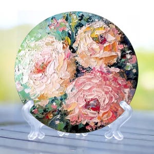 Round art painting Small wall art Mini Art Original Art Miniature Oil Painting Round Canvas Tiny Painting  Impasto mini art Small artwork