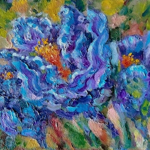 Crocus Art Crocus Oil Painting Blue Floral Wall Art Spring Flower Art Impressionist Floral Painting Spring Decor Gift For Her Gift for mom