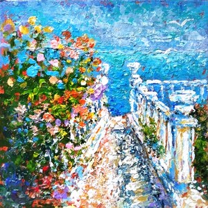 Decoração de parede de viagem com arte costeira, presente de férias, pintura acrílica, presente costeiro para marido, presente para irmã, presente para mãe, presente para filha