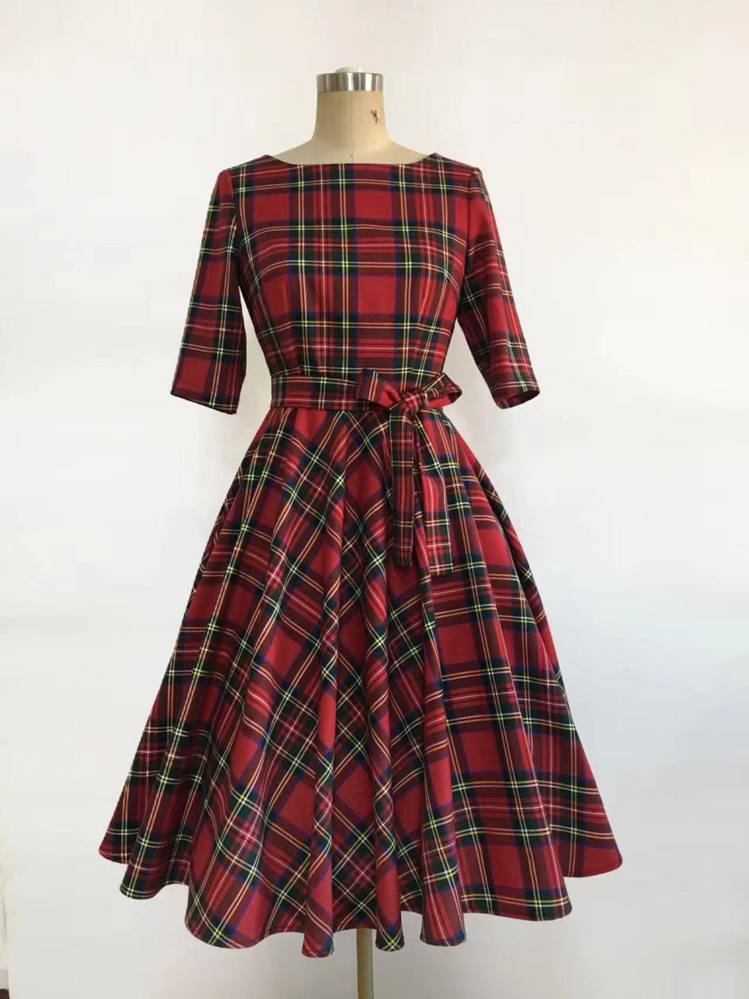brie larson black dress LuLu BeBe Girls Red Holiday Plaid Dress main image 0