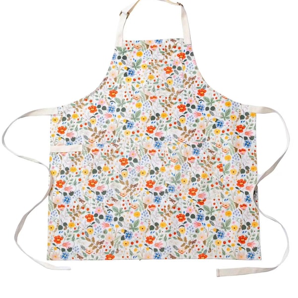 Delantal Halter personalizado Hecho con Rifle Paper Co. / Strawberry Fields / Delantal de algodón