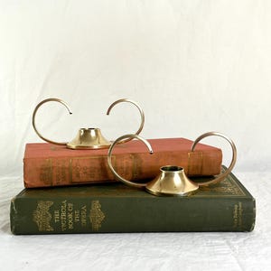 Vintage Brass Candlestick Holders with Unique Handles