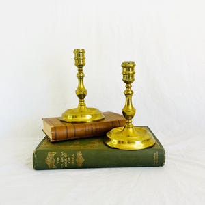 Pair of Vintage Brass Candlesticks – 6.25” Tall – Classic Style with Patina
