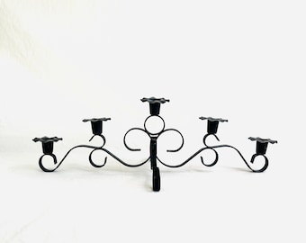 Vintage Wrought Iron Candelabra in Spanish Revival Style – Holds 5 Candlesticks