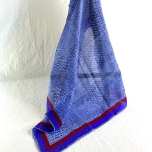 Vintage Vera Silk Blend Scarf – Purple Maroon and Blue Graphic Design