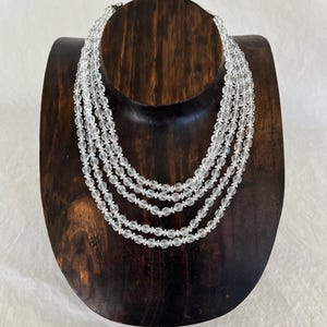 Vintage AB Glass Beaded Necklace with Five Strands