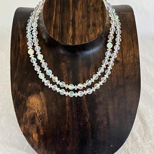Vintage AB Glass Beaded Necklace with Two Strands
