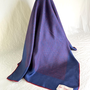 Vintage Jean Casanave Silk Scarf Blue with Red Dots 27&quot; Square