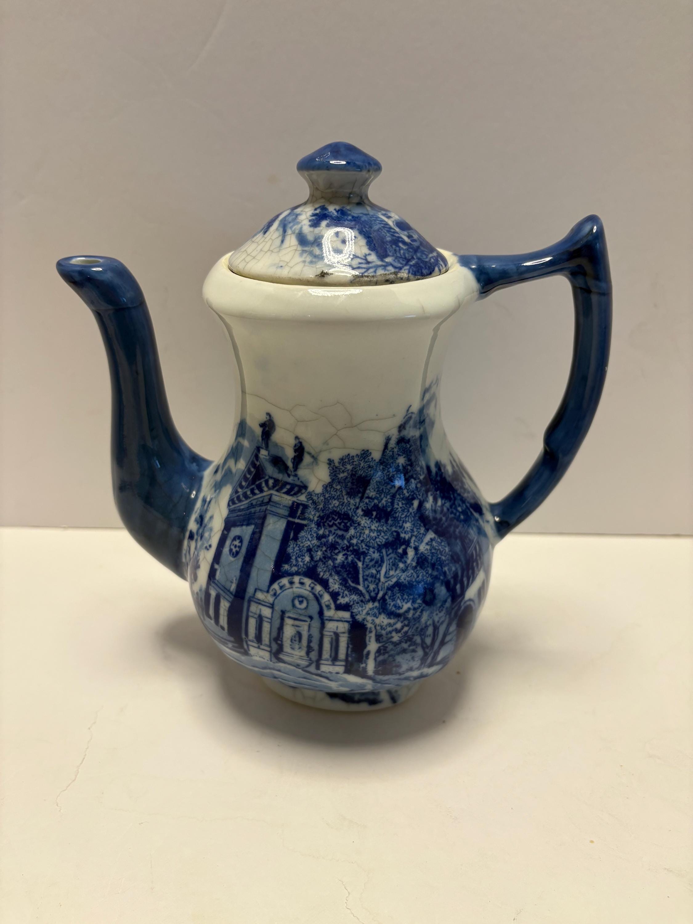 Vintage Johnson Brothers Old Britain Castles Coffee Pot Blue