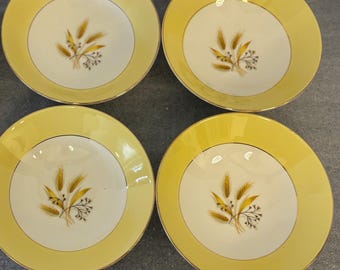 Vintage Century Service Autumn Gold  Saucers Set of 4 | Semi Vitreous Dinnerware | Wheat Pattern Mid Century Replacement Saucers