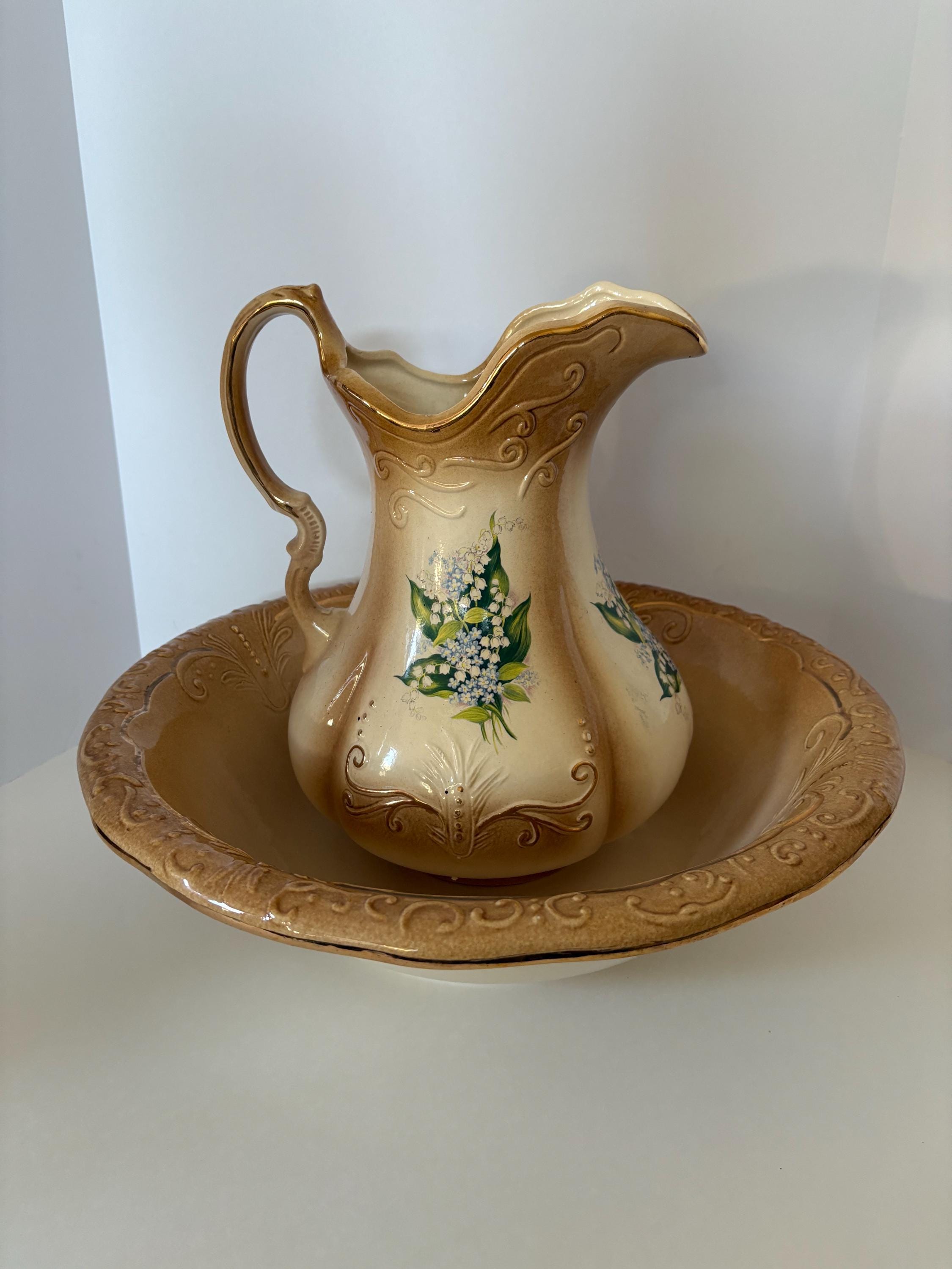フランスアンティーク 洗面台噴水タンク用洗面器 1920〜1930年代 Vintage Victorian RS Prussia Large Wash Basin and Pitcher - Etsy