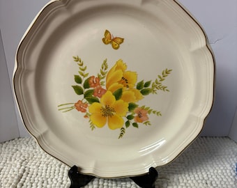 Vintage Sangostone  Yellow Butterfly Serving or Large Dinner plate discontinued