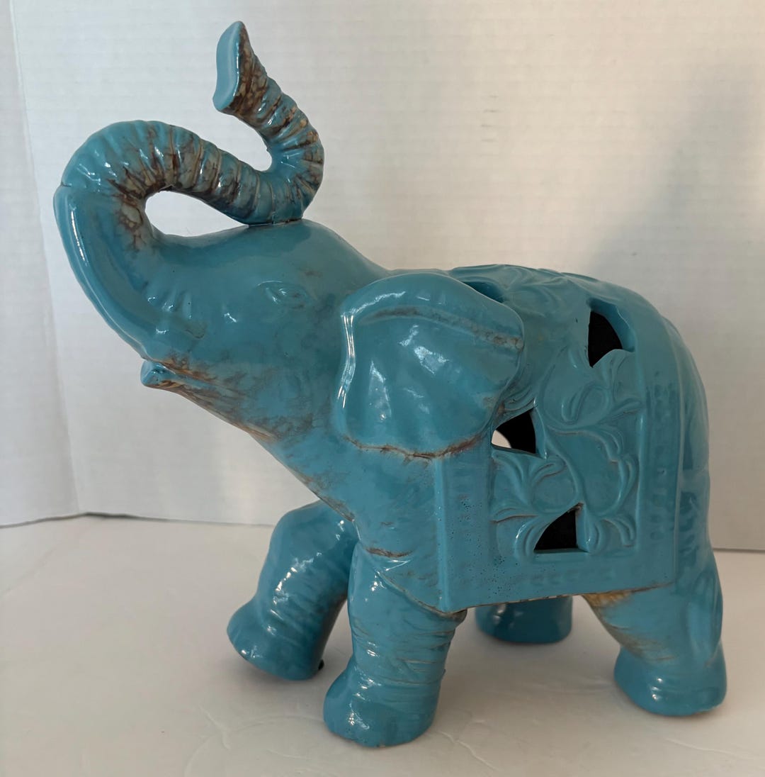 Apropos Blue 10” Ceramic Elephant Sculpture *see Description - Etsy