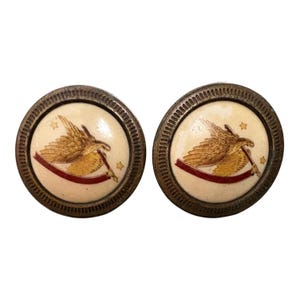Vintage Hitchcock Eagle in  Flight Knobs, Pair , 1 Inch Cabinet Pulls, Federal Colonial Revival Furniture Hardware