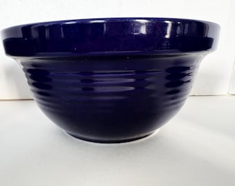 Vintage Cobalt Blue Decorative Ribbed 7.5” Diameter Serving Mixing Bowl.