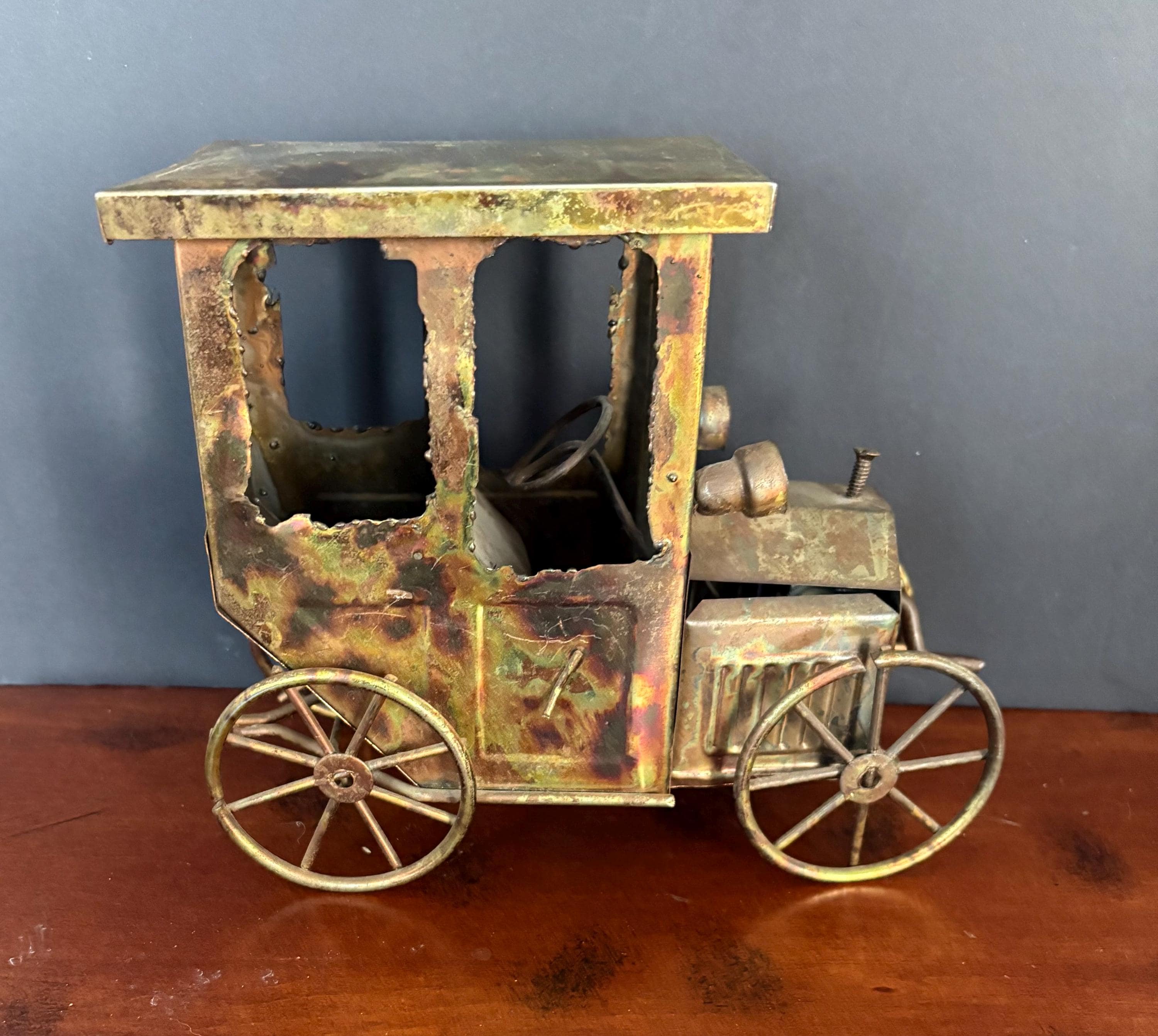 Vintage Metal/copper Brutalist Style George Good Model T Music Box