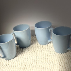 Vintage Corelle Coordinates Stoneware Light Sky Baby Blue Coffee Mugs 4” 12oz