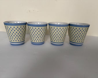 Disney Mickeys Diner Yellow & Blue Stoneware Collectible Mugs set of 4