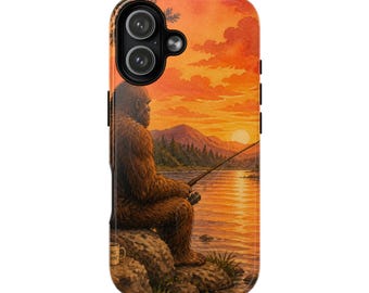 Custodia per telefono Bigfoot Pesca / Custodia magnetica resistente, grafica Tramonto Lago