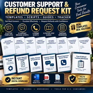 Refund Request Letter Kit | 8 Customer Complaint Templates | BONUS: 12 Chat + 4 Phone Scripts | PDF & Word