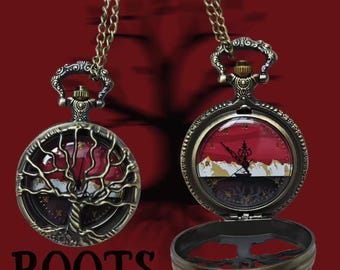 Reloj de bolsillo Rusty Lake Roots, reloj de bolsillo personalizado, reloj personalizado único, regalos para amantes de Rusty Lake, reloj de bolsillo de 42 mm de diámetro.