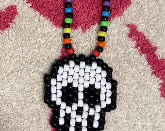 Funky Skeleton Skull Necklace - 25mm Charm, 18\" Silver Plated Chain, Goth & Retro Style