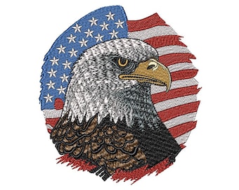 USA Eagle Flag Embroidery - American Eagle Machine Embroidery - 4th of July Patriotic Embroidery- 5 Sizes, Instant Download
