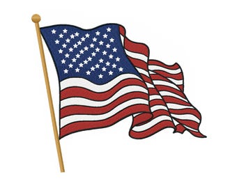 USA Waving Flag Embroidery – Independence Day Embroidery – 6 Sizes, Instant Download