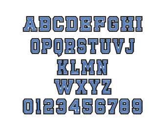Varsity Font Embroidery Design: Collegiate Block Letters & Numbers (Instant Download)