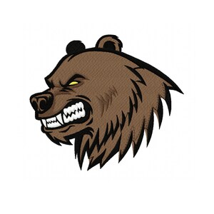 Angry Bear Face Embroidery Design – 6 Sizes, Instant Download