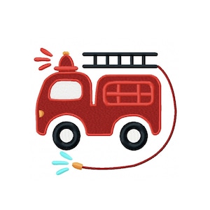 Fire Truck Embroidery Design, Machine Embroidery Design, 4 Sizes, Instant Download