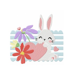 Easter Bunny Embroidery Design - Rabbit Digital Machine Embroidery File - Spring Embroidery – 5 Sizes, Instant Download