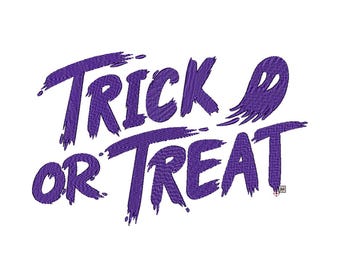 トリック・オア・トリートの刺繍デザイン – ハロウィーンの刺繍デザイン 5サイズ、すぐにダウンロード