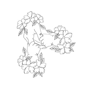 Mother and Baby Hands Art Line Embroidery Design – 6 Sizes, Instant Download