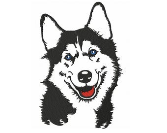 Siberian Husky Machine Embroidery Design – 6 Sizes, Instant Download